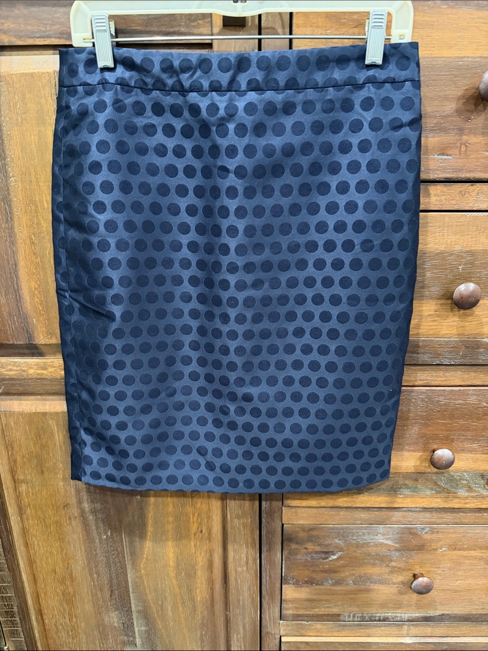 J Crew Navy Polka Dot Pencil Skirt